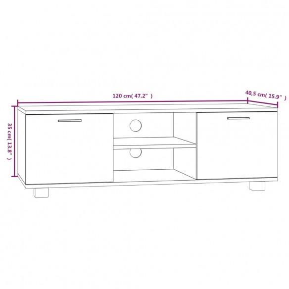 Meuble TV Blanc 120x40,5x35 cm Bois d'ingénierie