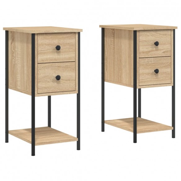 Tables de chevet 2pcs chêne sonoma 32x42x70cm bois d'ingénierie