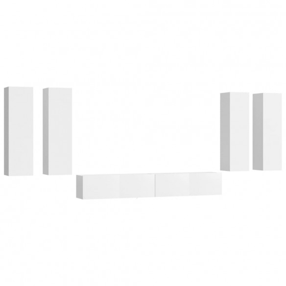 Ensemble de meubles TV 6 pcs Blanc brillant Bois d'ingénierie