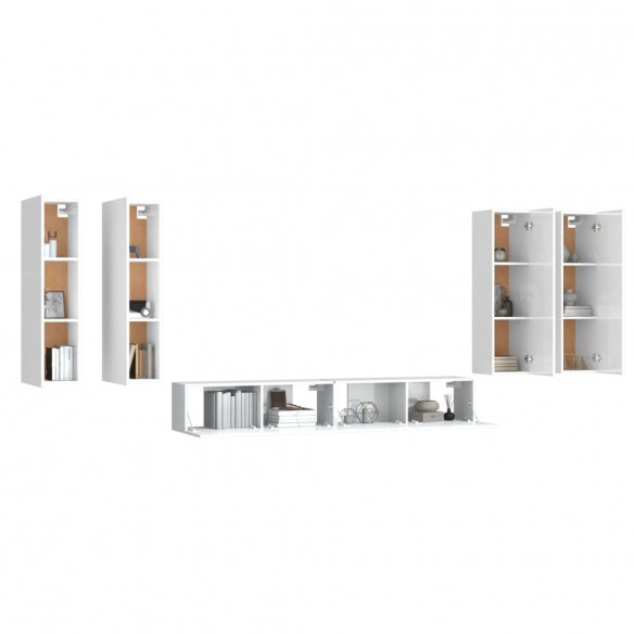 Ensemble de meubles TV 6 pcs Blanc brillant Bois d'ingénierie