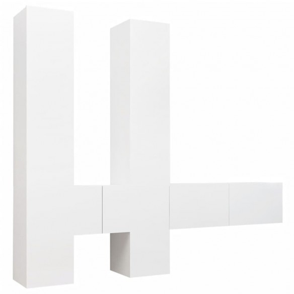 Ensemble de meuble TV 6 pcs Blanc Aggloméré