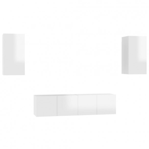 Ensemble de meubles TV 4 pcs Blanc brillant Aggloméré