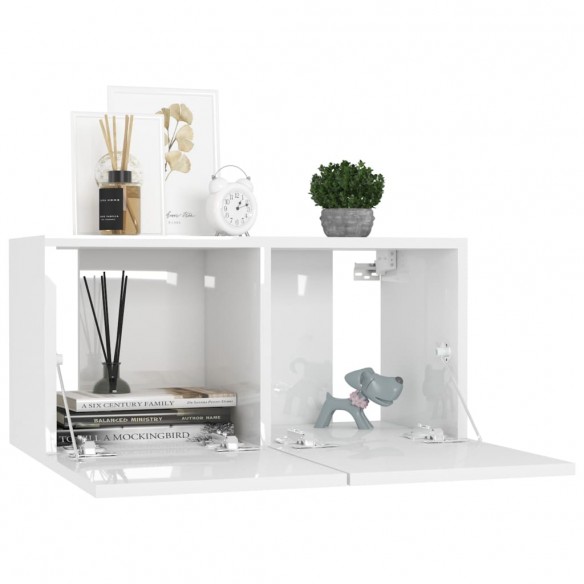 Ensemble de meubles TV 3 pcs Blanc brillant Aggloméré