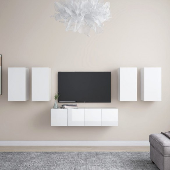 Ensemble de meuble TV 6 pcs Blanc brillant Aggloméré