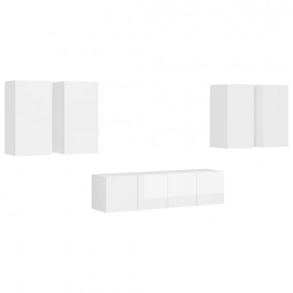 Ensemble de meuble TV 6 pcs Blanc brillant Aggloméré