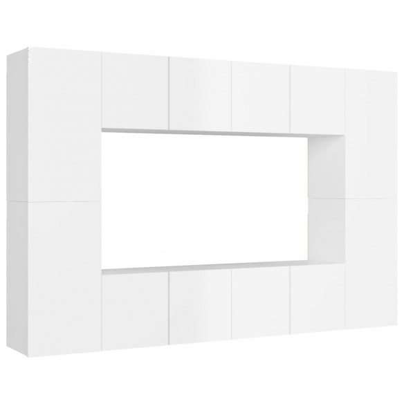 Ensemble de meubles TV 8 pcs Blanc brillant Aggloméré