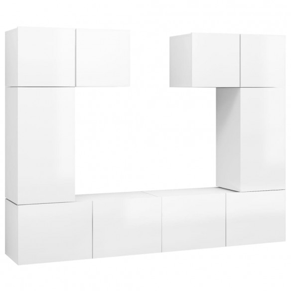 Ensemble de meuble TV 6 pcs Blanc brillant Aggloméré