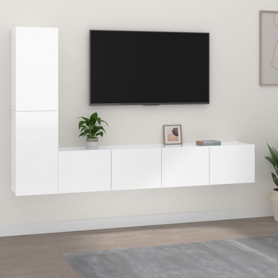 Ensemble de meubles TV 4 pcs Blanc brillant Bois d'ingénierie