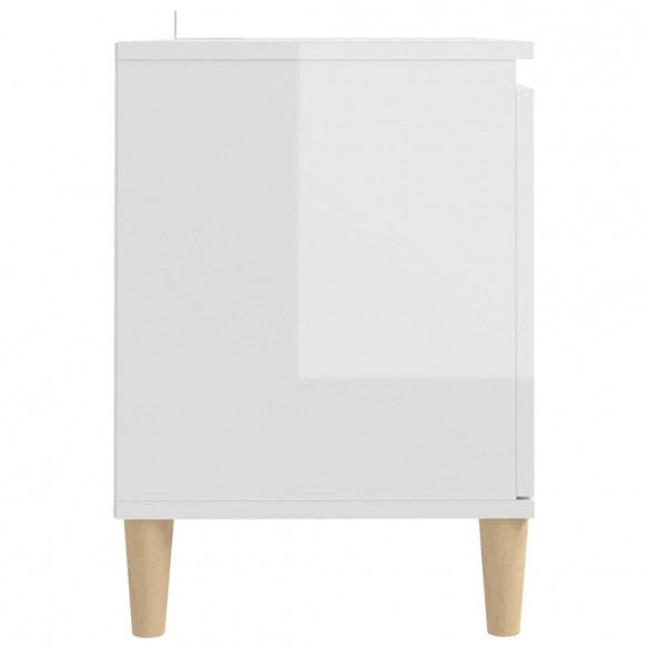 Meuble TV avec pieds en bois Blanc brillant 103,5x35x50 cm