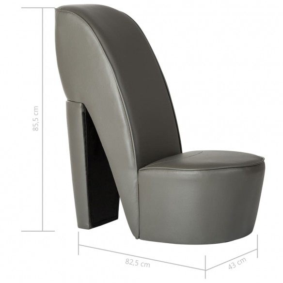 Chaise en forme de chaussure à talon haut Gris Similicuir