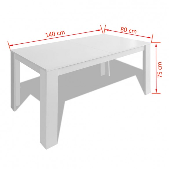 Table de salle à manger 140 x 80 x 75 cm blanc