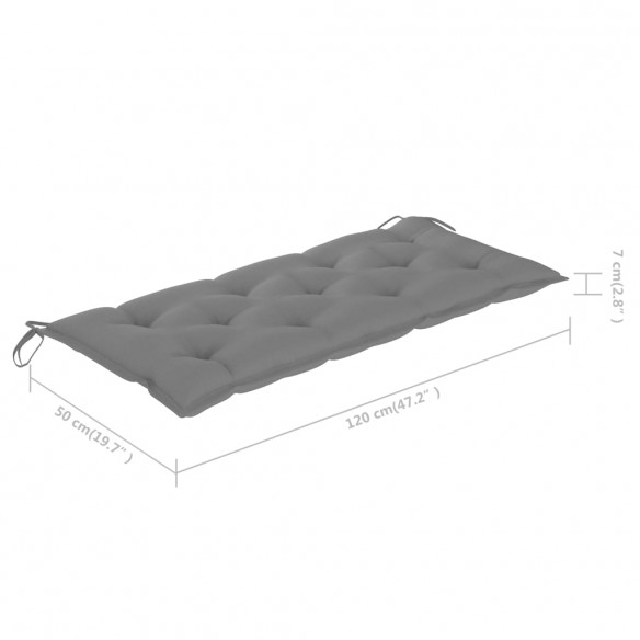 Banc de jardin pliable avec coussin 118 cm Bambou