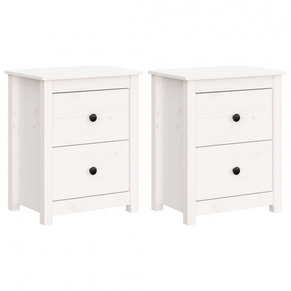 Tables de chevet 2 pcs Blanc 50x35x61,5 cm Bois de pin massif