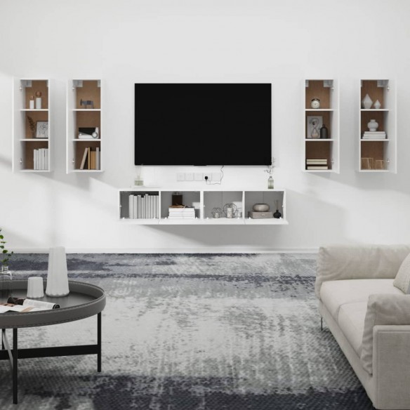 Ensemble de meubles TV 6 pcs Blanc Bois d'ingénierie