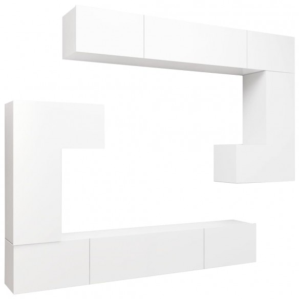 Ensemble de meuble TV 8 pcs Blanc Aggloméré