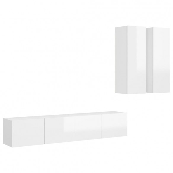 Ensemble de meubles TV 4 pcs Blanc brillant Aggloméré