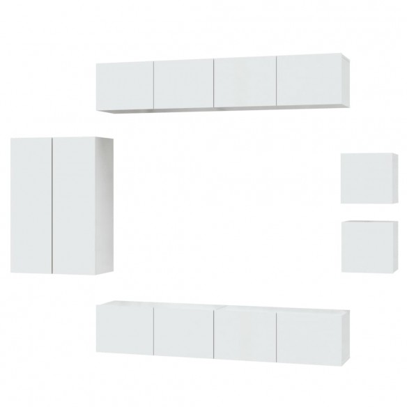 Ensemble de meubles TV 8 pcs Blanc brillant Bois d'ingénierie