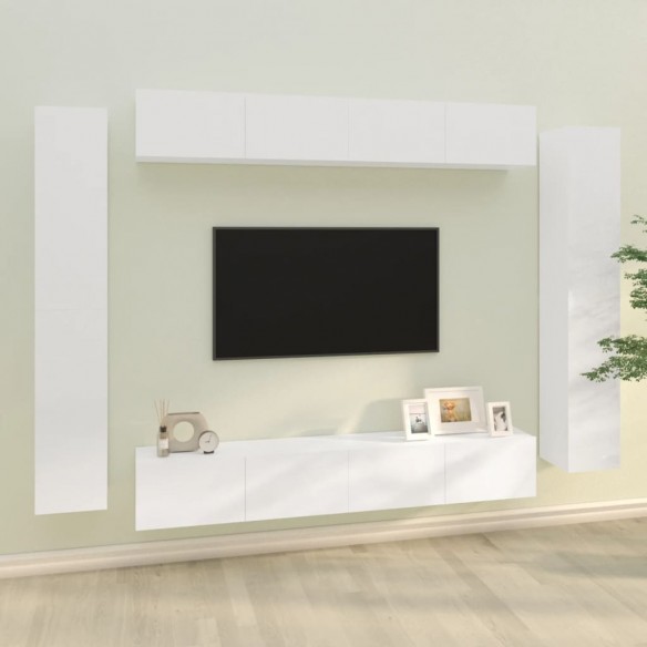 Ensemble de meubles TV 8 pcs Blanc brillant Bois d'ingénierie