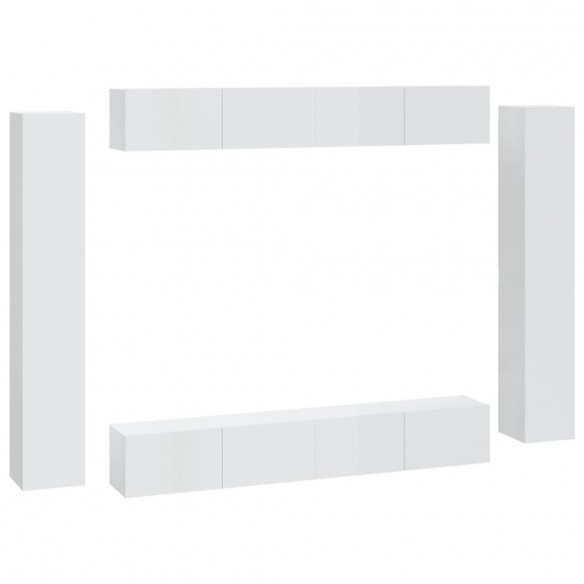 Ensemble de meubles TV 8 pcs Blanc brillant Bois d'ingénierie