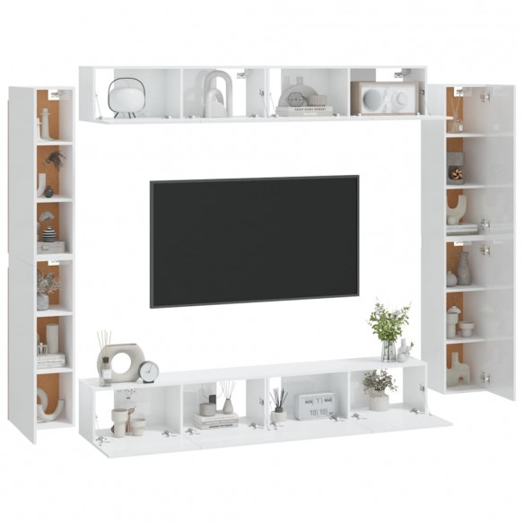 Ensemble de meubles TV 8 pcs Blanc brillant Bois d'ingénierie