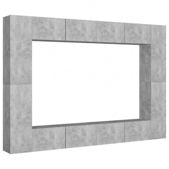 Ensemble de meubles TV 8 pcs Gris béton Aggloméré