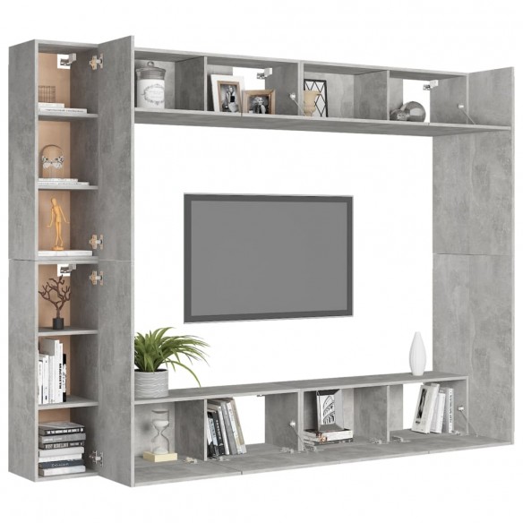 Ensemble de meubles TV 8 pcs Gris béton Aggloméré