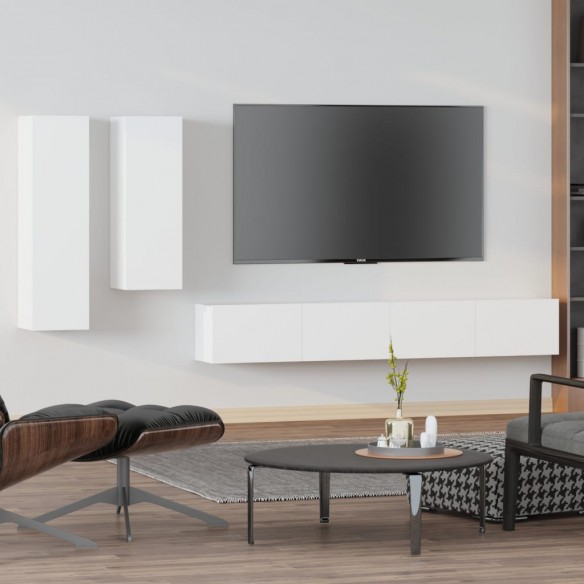 Ensemble de meubles TV 4 pcs Blanc Bois d'ingénierie