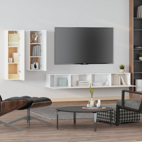 Ensemble de meubles TV 4 pcs Blanc Bois d'ingénierie