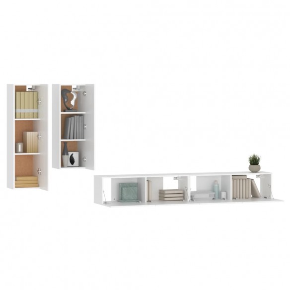 Ensemble de meubles TV 4 pcs Blanc Bois d'ingénierie