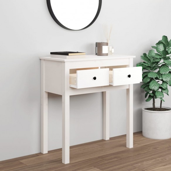 Table console Blanc 70x35x75 cm Bois massif de pin