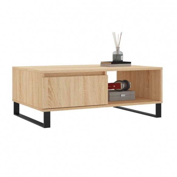 Table basse chêne sonoma 90x60x35 cm bois d'ingénierie