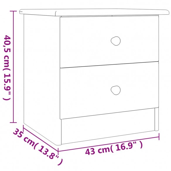 Table de chevet ALTA 43x35x40,5 cm bois de pin massif