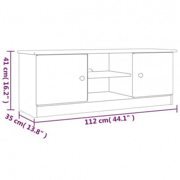 Meuble TV ALTA blanc 112x35x41 cm bois massif de pin