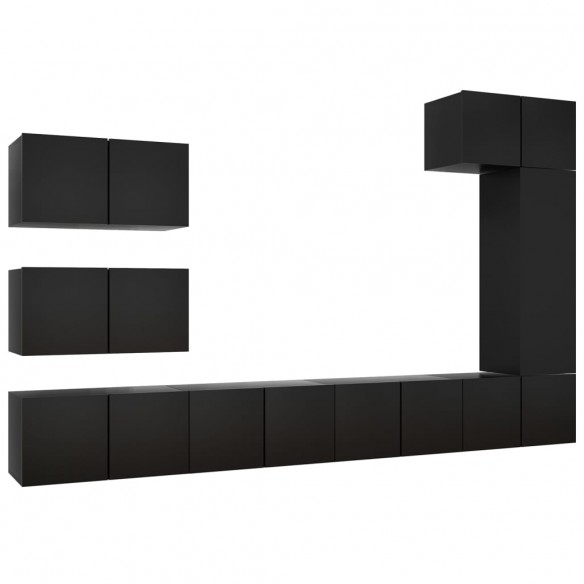 Ensemble de meuble TV 8 pcs Noir Aggloméré