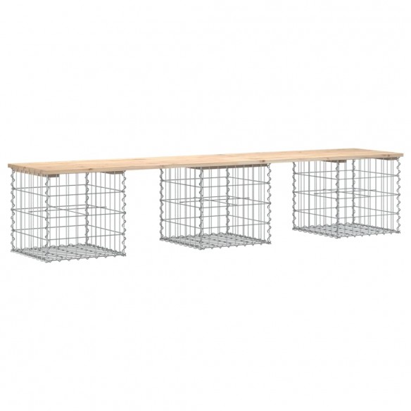 Banc de jardin design de gabion 203x44x42 cm bois massif de pin