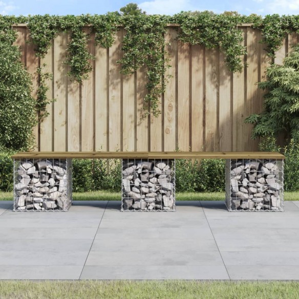 Banc de jardin design gabion 203x44x42 cm bois de pin imprégné