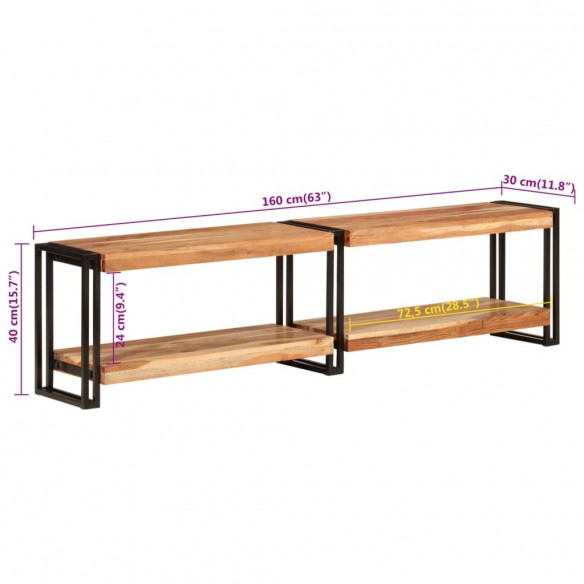 Meuble TV 160x30x40 cm bois d'acacia massif