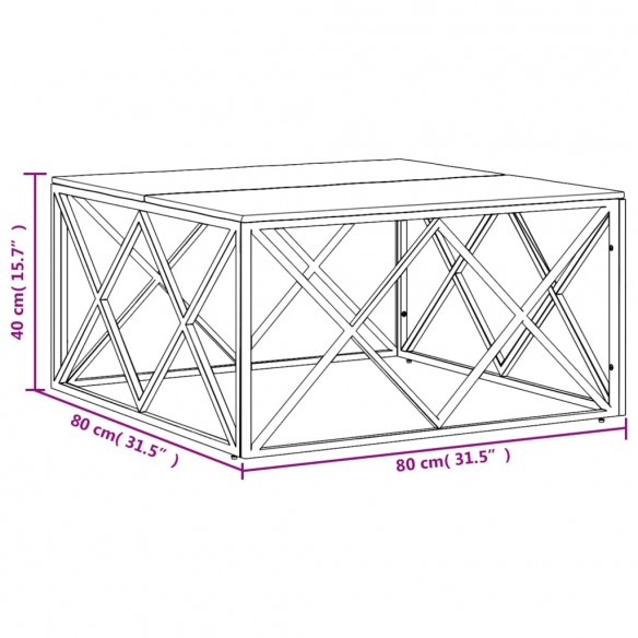 Table basse doré acier inoxydable et bois massif récupération