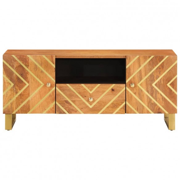 Meuble TV marron et noir 105x33,5x46 cm bois massif manguier