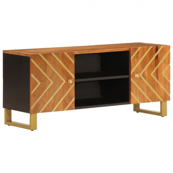 Meuble TV marron et noir 105x33,5x46 cm bois massif manguier