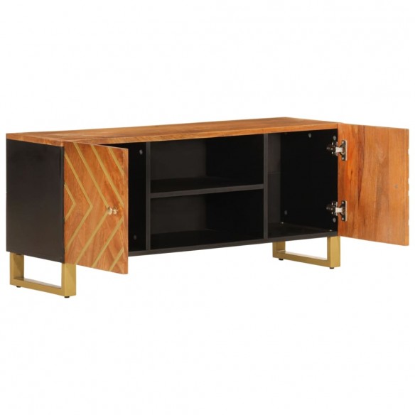 Meuble TV marron et noir 105x33,5x46 cm bois massif manguier