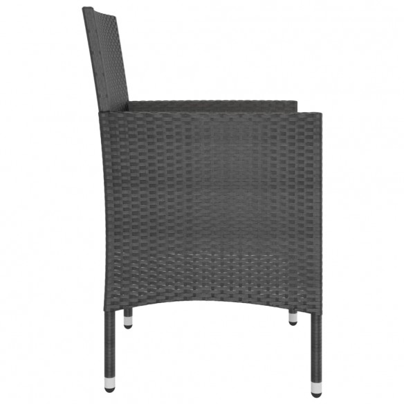 Jeu de chaise et tabouret de jardin 4 pcs Résine tressée Noir