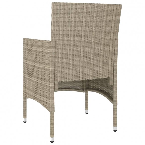 Jeu de chaise et tabouret de jardin 4 pcs Résine tressée Beige