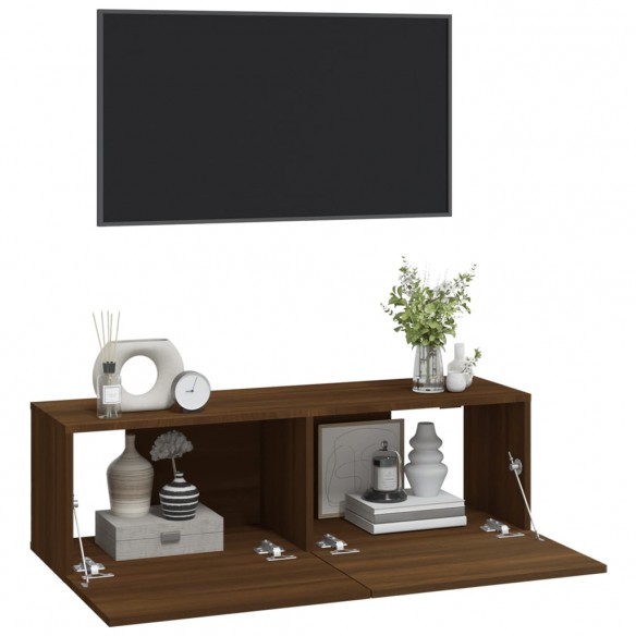 Meubles TV 2 pcs Chêne marron 100x30x30 cm Bois d'ingénierie