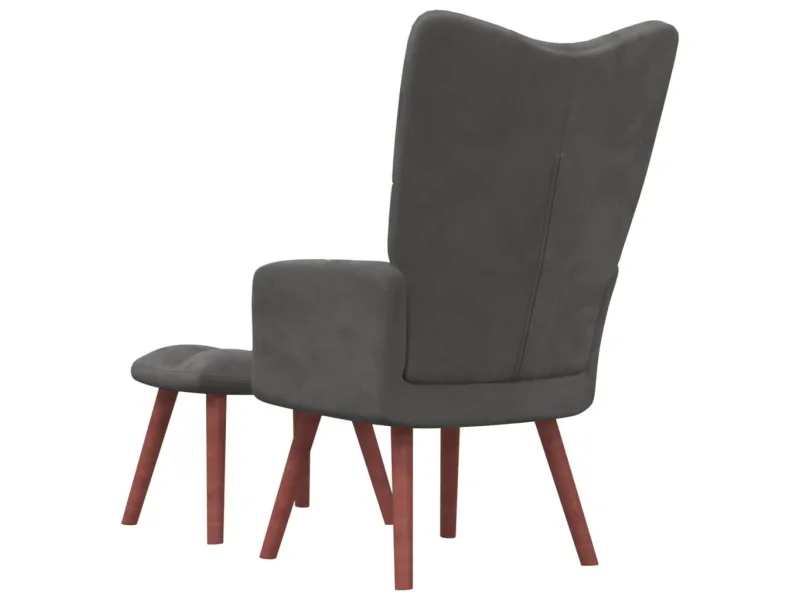 Chaise de relaxation avec repose-pied Gris foncé Velours