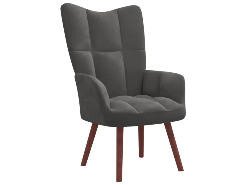 Chaise de relaxation avec repose-pied Gris foncé Velours