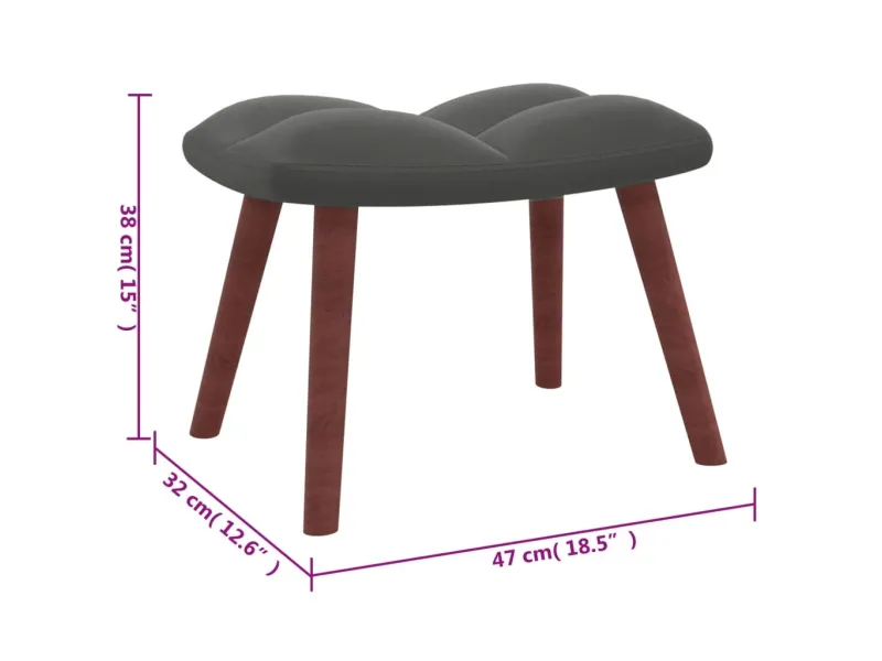 Chaise de relaxation avec repose-pied Gris foncé Velours