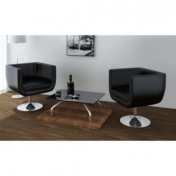 Chaise de bar lot de 2 cuir artificiel noir