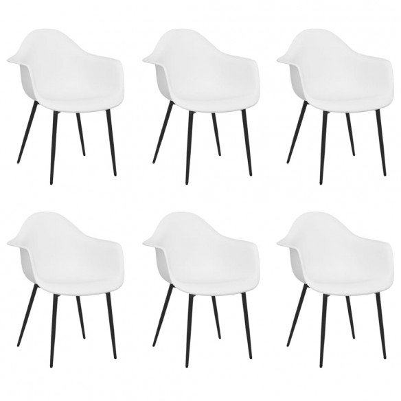 Chaises à manger lot de 6 blanc PP