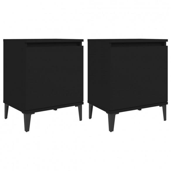 Tables de chevet avec pieds en métal 2 pcs Noir 40x30x50 cm